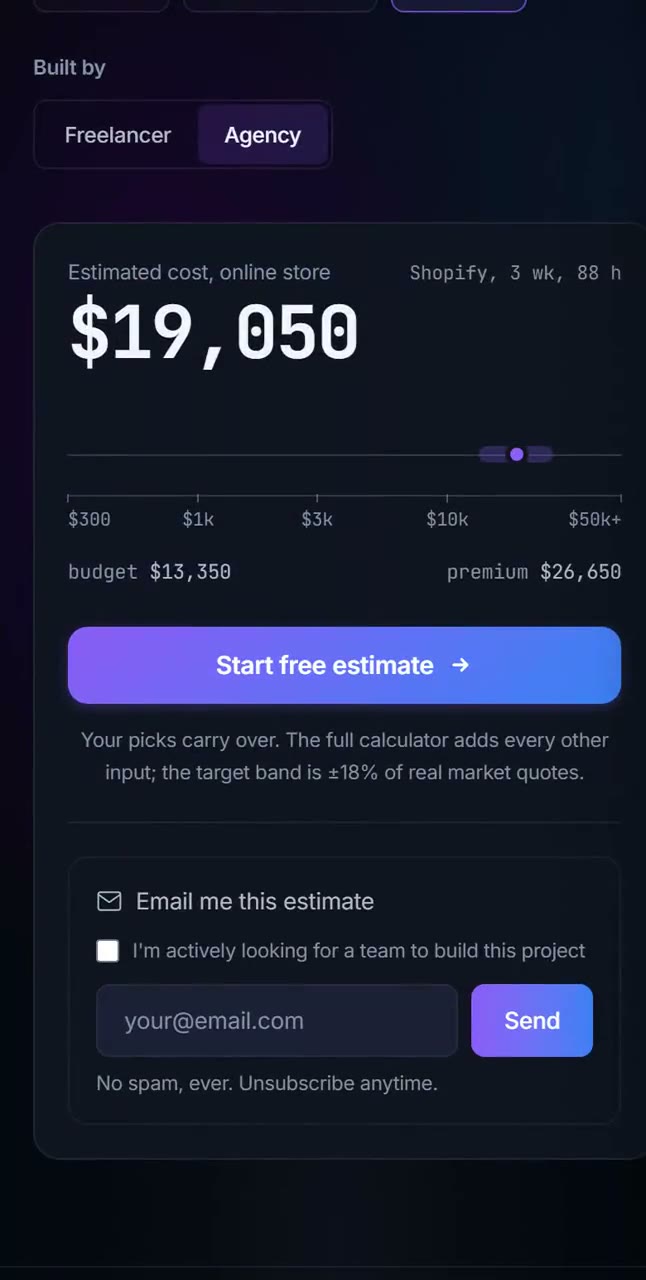 The quick estimate on a phone
